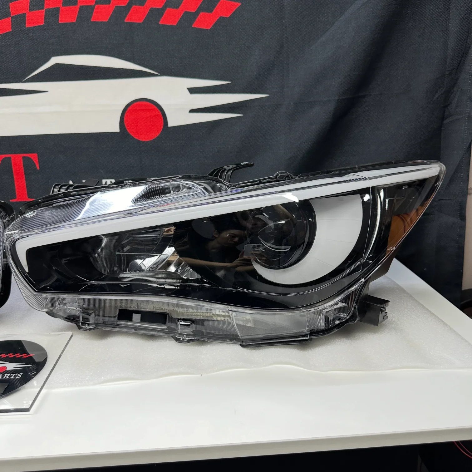 Plug and play Q50 custom headlights black housing