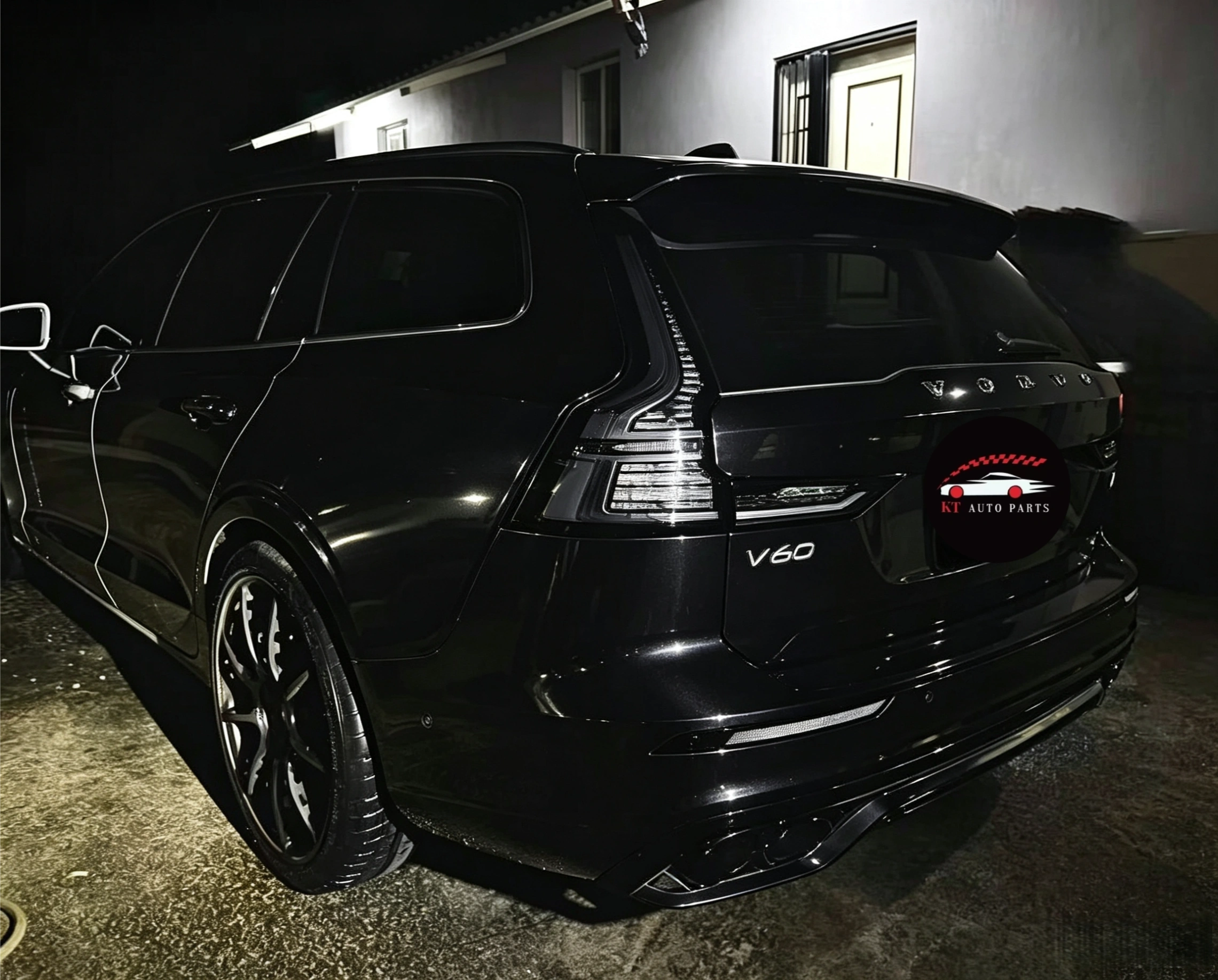 Volvo V60 custom taillights rear view installed on the car showing Venom Clear style